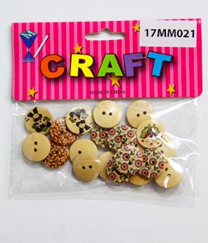 CRAFT MATERIAL WOODEN BUTTONS WITH DESIGNS FLOWERS