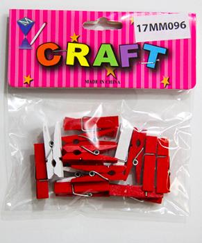 CRAFT WOODEN CLIP RED AND WHITE 35MM 15PCS