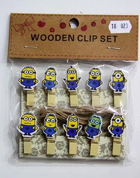 WOODEN CLIPS MINION 10PCS