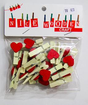 WOODEN CLIPS HEART 20 PCS