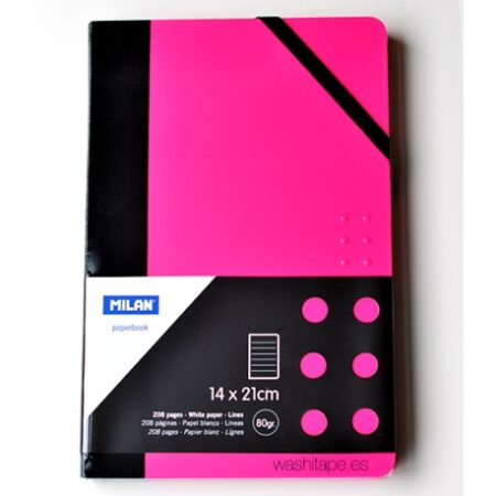 MILAN PINK FLUO MEDIUM NOTEBOOK, LINED