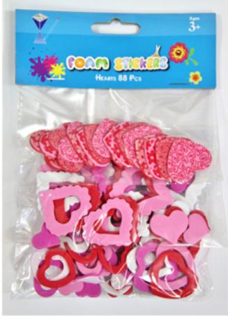EVA/530 FOAM STICKERS HEART 88PCS