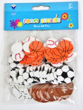 FOAM STICKERS BALLS 52PCS