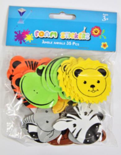 EVA/519 FOAM STICKERS ANIMAL FACE 35 PCS