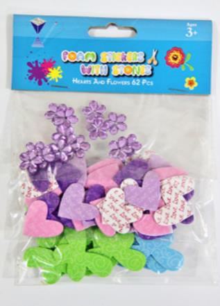 EVA/515 FOAM STICKERS HEART + STONE 62 PCS