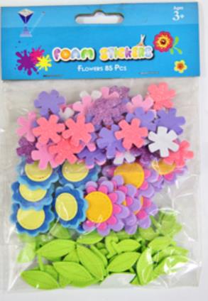 FOAM STICKERS FLOWERS 85 PCS